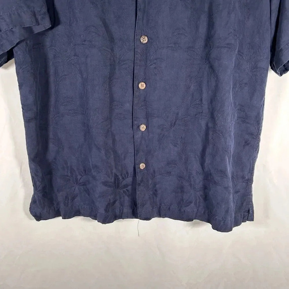 IZOD Golf Shirt Mens Medium Black Floral Silk Linen Blend Button Up - Picture 3 of 9